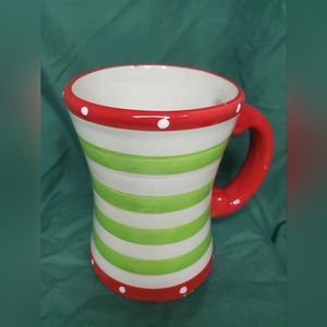 California Pantry Classic Ceramic Mug Cup Handpainted Red Green Stripes Medium